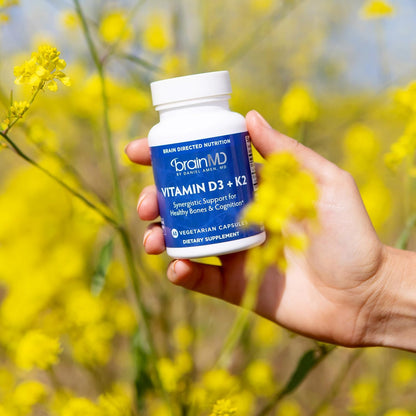 BRAINMD Vitamin D3 + K2, 60 Capsules - Synergistic Support for Healthy Bones & Cognition - Gluten Free - 60 Servings