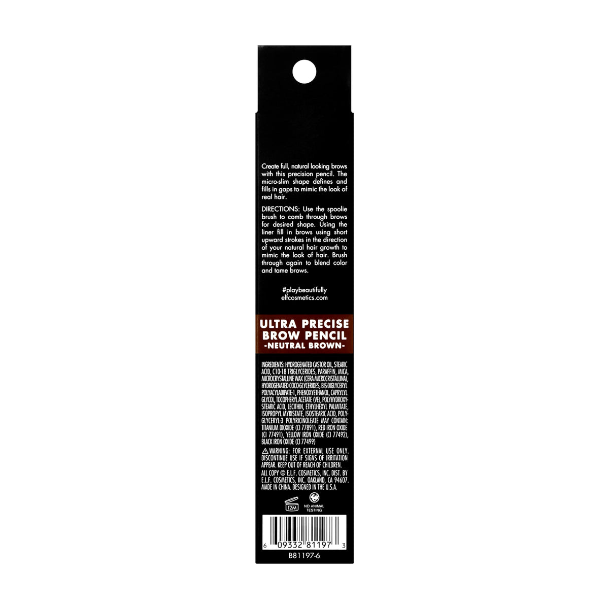 e.l.f. Ultra Precise Brow Pencil, Dual-Ended, Ultra Fine Tip Defines & Fills Eyebrows, Creamy Formula, Vegan & Cruelty-Free, Neutral Brown e.l.f.