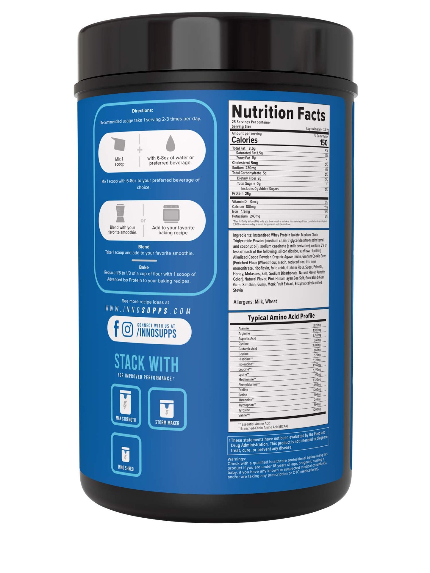 InnoSupps Advanced Iso Protein | 100% Whey Isolate Protein Powder | No Artificial Sweeteners| Low Fat, Low Carbs | 25g of Protein | Hormone Free, Gluten Free, Soy Free |(Caramel Coconut Cookie)