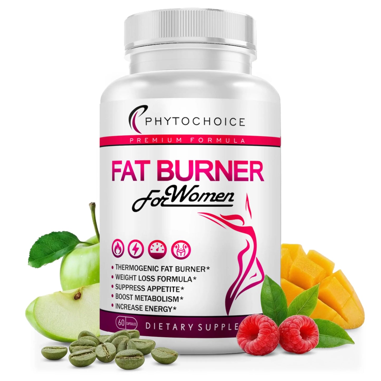 Belly Fat Burner for Women – Powerful Weight Loss Pills That Target Stubborn Belly & Thigh Fat – Thermogenic Metabolism Booster, Appetite Suppressant & Bloating Relief PHYTOCHOICE