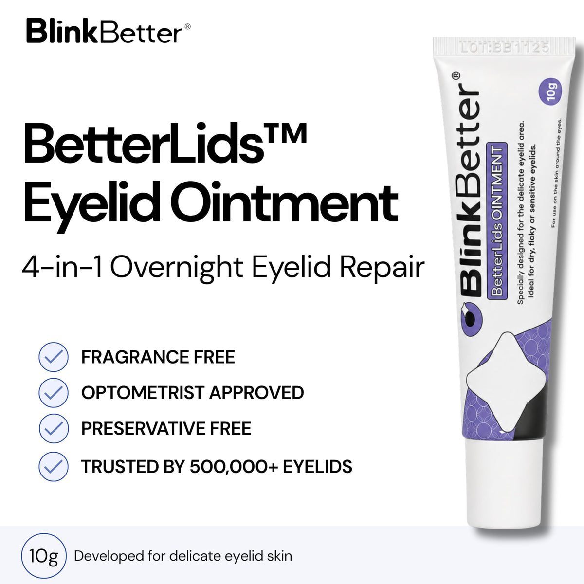 BlinkBetter BetterLids Eyelid Ointment for Dry, Itchy & Sensitive Eyelids – Deep-Moisturising Oat Complex with Shea Butter & Panthenol to Hydrate, Nourish & Soothe Delicate Eyelid Skin – 0.34 oz BlinkBetter