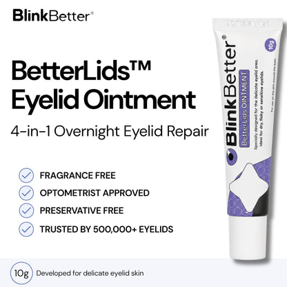 BlinkBetter BetterLids Eyelid Ointment for Dry, Itchy & Sensitive Eyelids – Deep-Moisturising Oat Complex with Shea Butter & Panthenol to Hydrate, Nourish & Soothe Delicate Eyelid Skin – 0.34 oz BlinkBetter