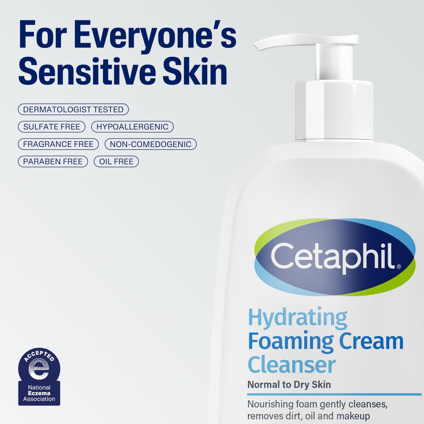 Cetaphil Cream to Foam Face Wash, Hydrating Foaming Cream Cleanser, 16 oz, For Normal to Dry, Sensitive Skin Cetaphil