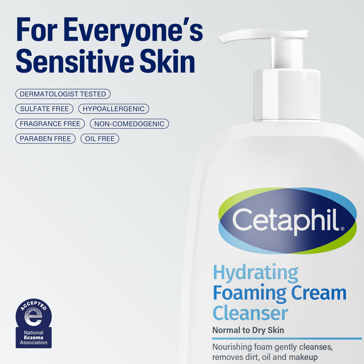 Cetaphil Cream to Foam Face Wash, Sensitive Skin Cleanser, 16oz Cetaphil