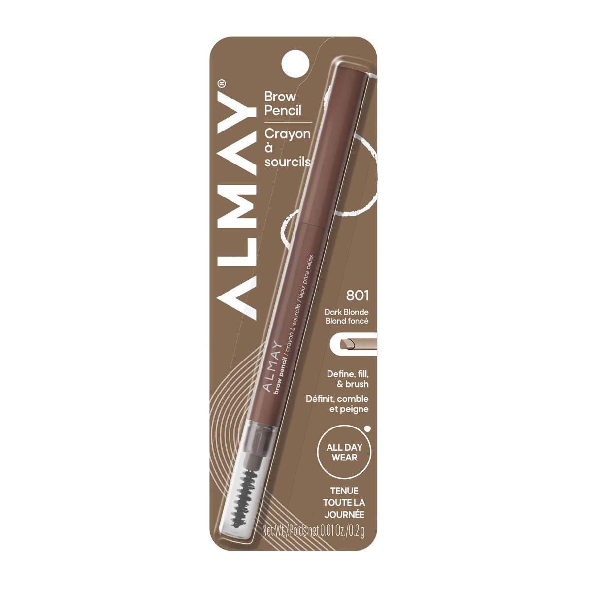 Almay Brow Pencil with Spoolie Brush, 801 Dark Blonde Almay