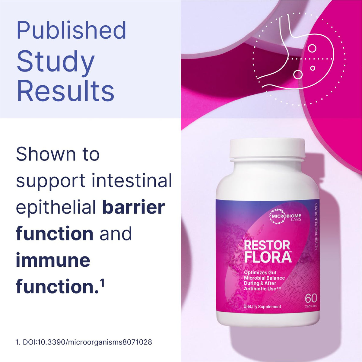 Microbiome Labs Restorflora Probiotics for Digestive Health - Gut Health Supplements with Dual Action Probiotics for Women & Men Microbiome Labs