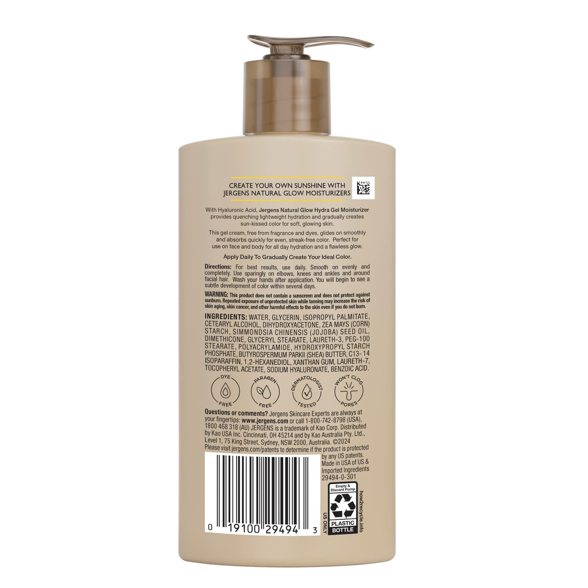 Jergens Natural Glow Hydra Gel Self Tanner, Medium to Deep, 8.3 fl oz Jergens
