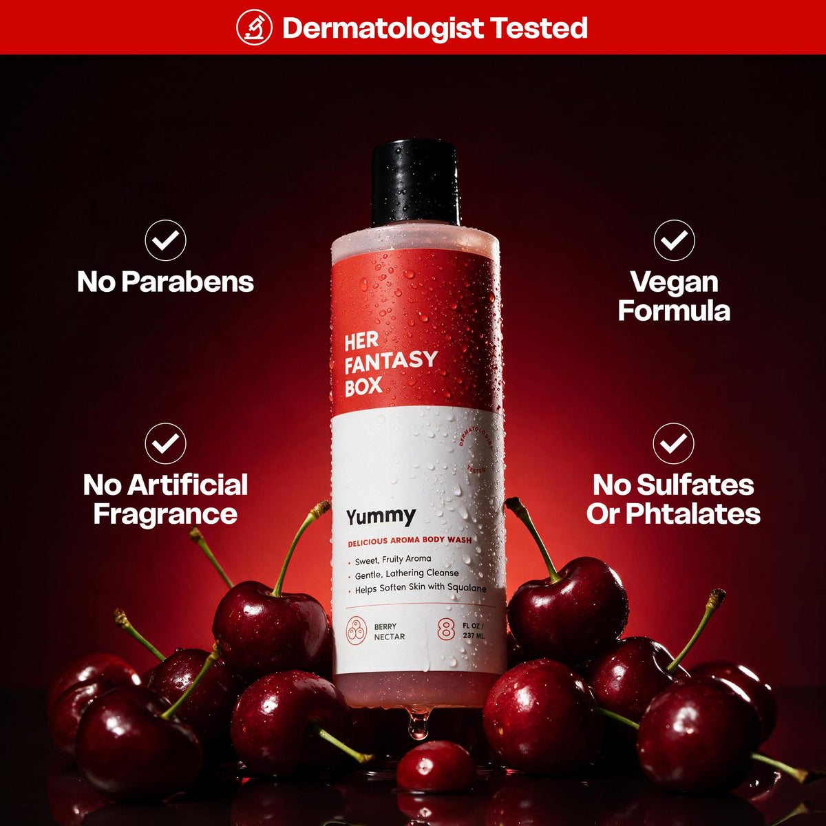 Her Fantasy Box Yummy | Body Wash - Indulgent, Luxurious Body Wash for Deep Cleansing, Moisturizing, and Nourishing Skin - Refreshing Scent for All Skin Types - 8 oz Her Fantasy Box