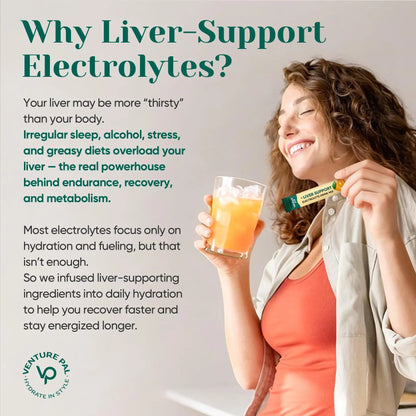 Venture Pal Hydration Packets + Liver Support- Liquid Daily IV Electrolyte Powder Packets with 7 Electrolytes & 5 Vitamins, Milk Thistle + L-Theanine | Sugar-Free Venture Pal