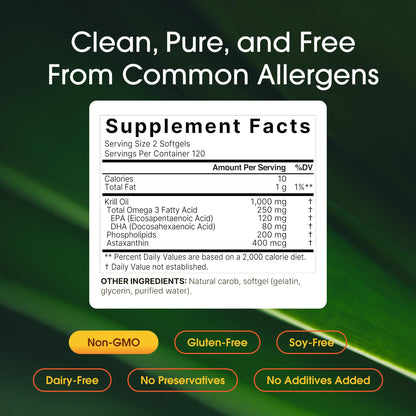 NatureBell Antarctic Krill Oil 1,000mg - 240 Softgels - Omega-3 Heart, Joint & Immune Health Support* NatureBell