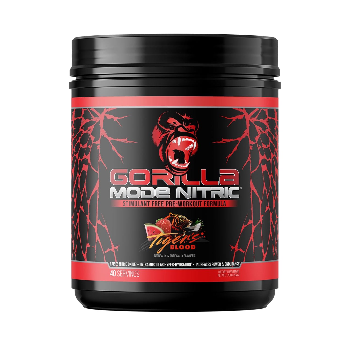 Gorilla Mode Nitric Upgraded Stimulant Free Pre-Workout – Best Tasting and Most Effective Stimulant Free Pre-Workout/Massive Pumps · Vasodilation · Power / 776 Grams (Cherry Blackout)