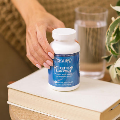 BRAINMD Dr Amen Attention Support - 90 Capsules - Promotes Mental Focus & Impulse Control - Gluten Free - 30 Servings