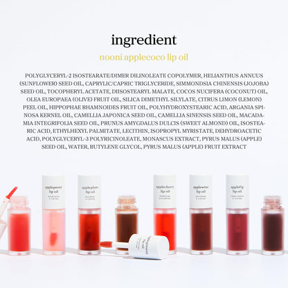 NOONI Korean Lip Oil - Applecoco - Plumping & Hydrating Tinted Lip Gloss NOONI
