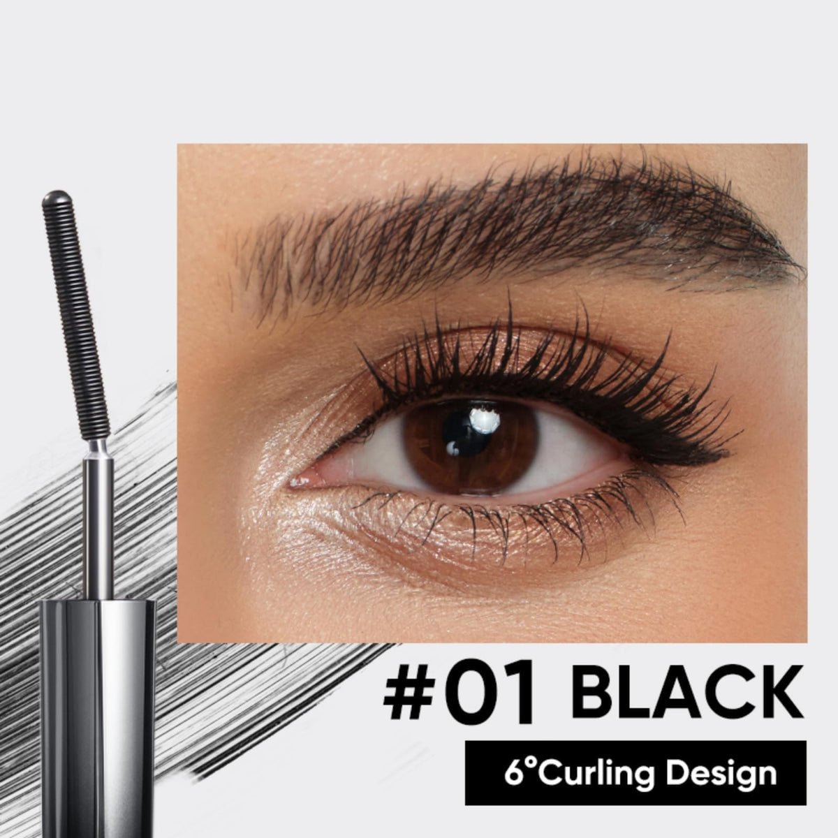 JUDYDOLL Waterproof Mascara-3D Curling Tubing Mascara (6°,01 Black,0.07oz) JUDYDOLL