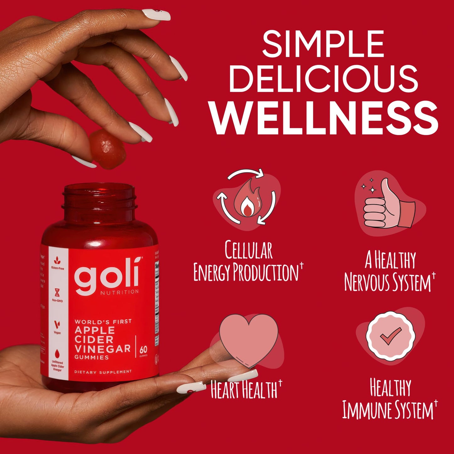 Goli Apple Cider Vinegar Gummies - Worlds First ACV Gummy with Vitamin B12, Beetroot & Pomegranate Goli