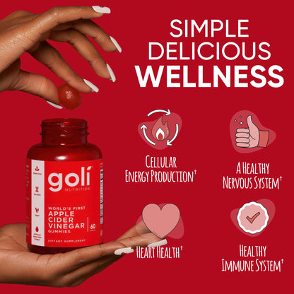 Goli Apple Cider Vinegar Gummies - Worlds First ACV Gummy with Vitamin B12, Beetroot & Pomegranate Goli