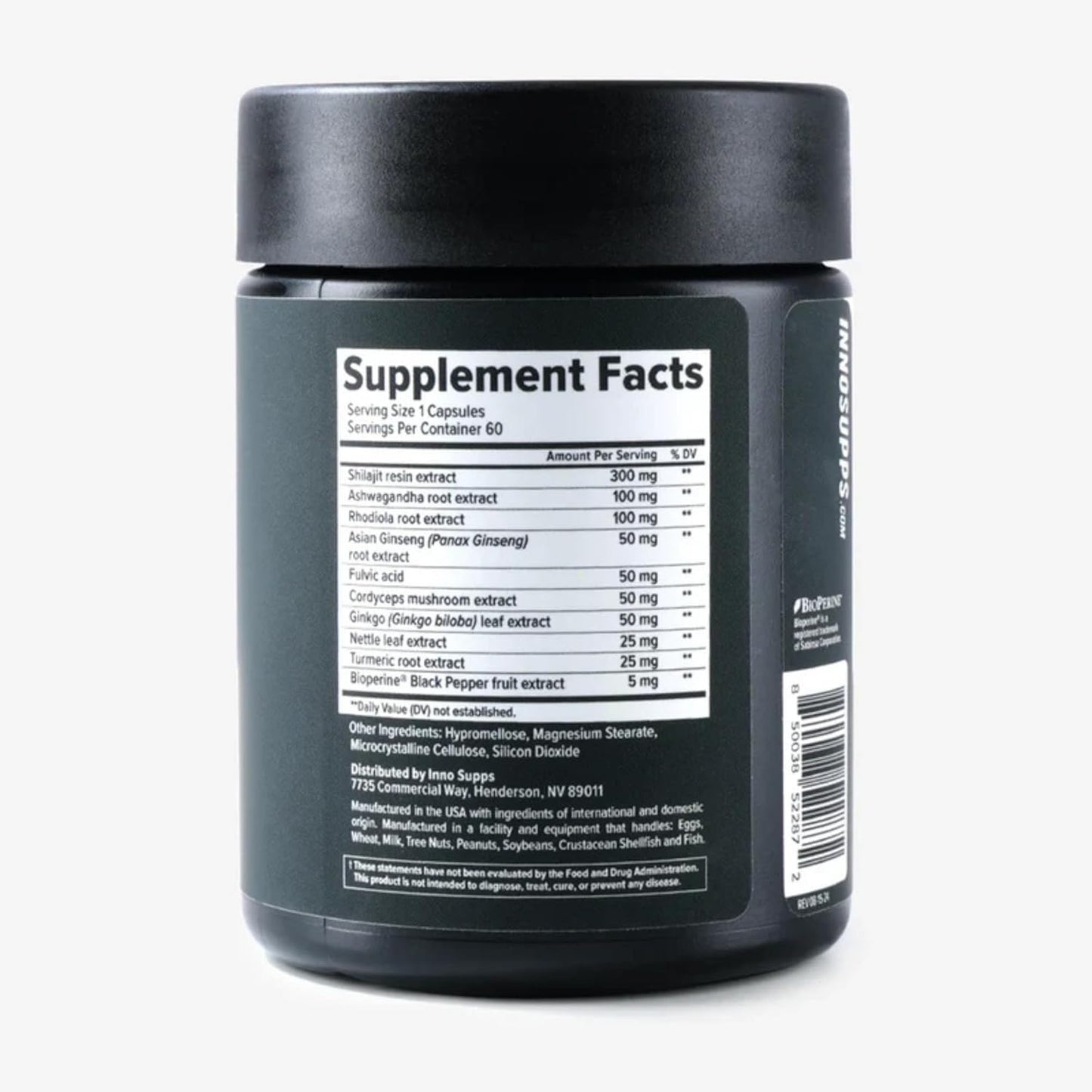 Inno Shilajit Synergy - Shilajit Capsules Supplement For Men with Ashwagandha, Ginseng, Rhodiola, & Fulvic Acid - Supports Energy, Muscle Growth, Performance & Recovery for Men's Health (60 Capsules)