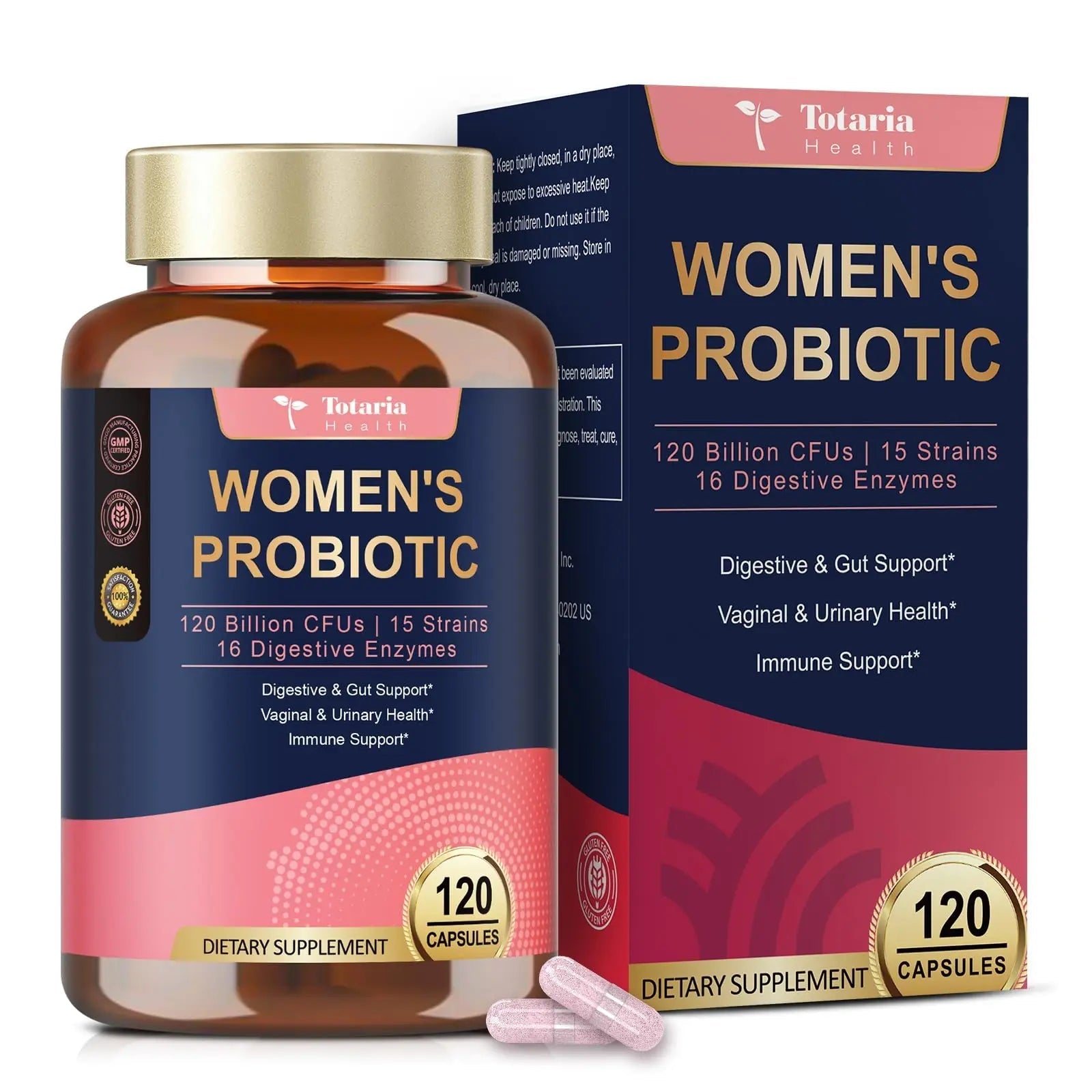 Totaria Probiotics for Women, 120 Billion Women Probiotic, with Akkermansia, Digestive Enzymes & Prebiotics, Cranberry, D-Mannose, for Gut, Vaginal, Urinary, Immune, PH Balance, 120 Vegan Capules Totaria buy australia supplements