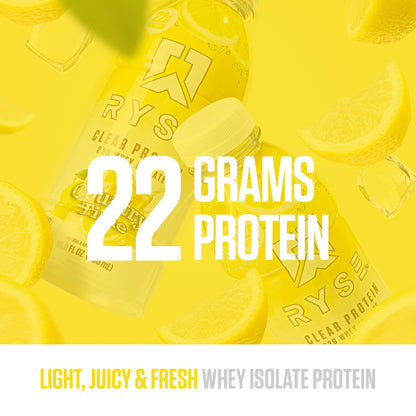 RYSE Clear Protein Drink - Variety Pack - 100 Calories, 22g Whey Isolate Protein Shake, Sugar-Free, 0g Fat & Lactose-Free - Refreshing Ready-to-Drink Beverage - 16.9 fl oz Bottles (12-Pack)