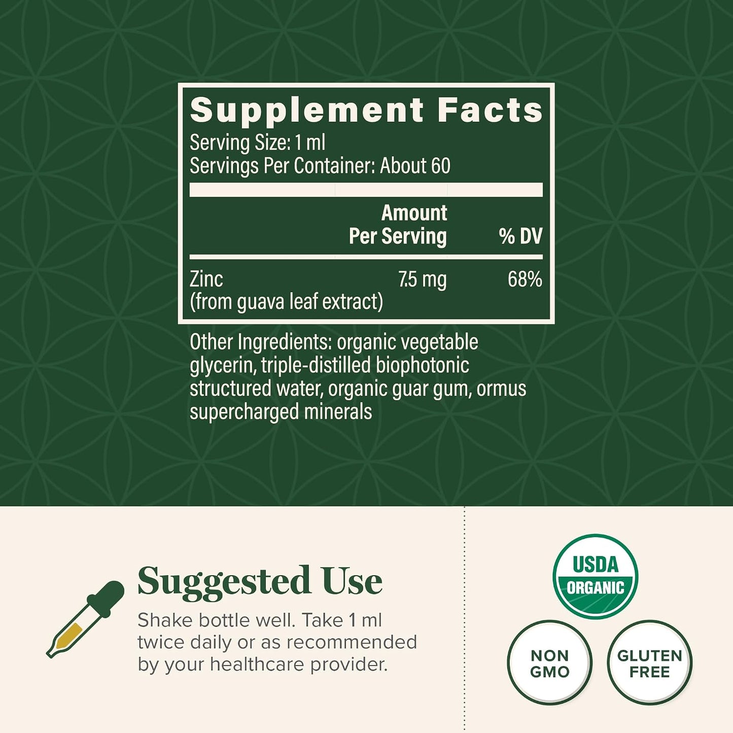 Global Healing USDA Organic Zinc Supplements Liquid - Pure Vitamin Drops for Immune System Boost, Hormone Balance, and Healthy Aging - Natural, Vegan-Friendly, Non-GMO, Organic Zinc Vitamins (2 Fl Oz)