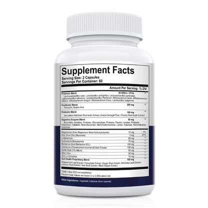 Migcopat Probiotics for Digestive Health, 80 Billion CFU Probiotics, Prebiotics, Postbiotics & Digestive Enzymes, Gut Health Capsules with Berberine, Cinnamon, Migcopat
