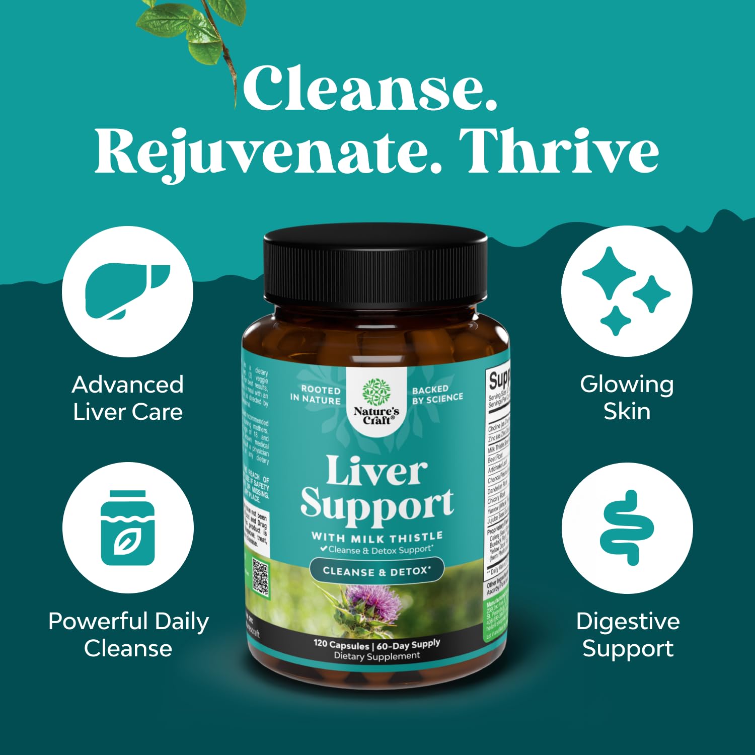 Best Liver Supplements with Milk Thistle - Artichoke - Dandelion Root Support Healthy Liver Function for Men and Women Natural Detox Cleanse Capsules Boost Immune System Relief - Natures Craft | Herbal Detox Support with Ginger, Beetroot & Artichoke - Ber Gsupps Australia