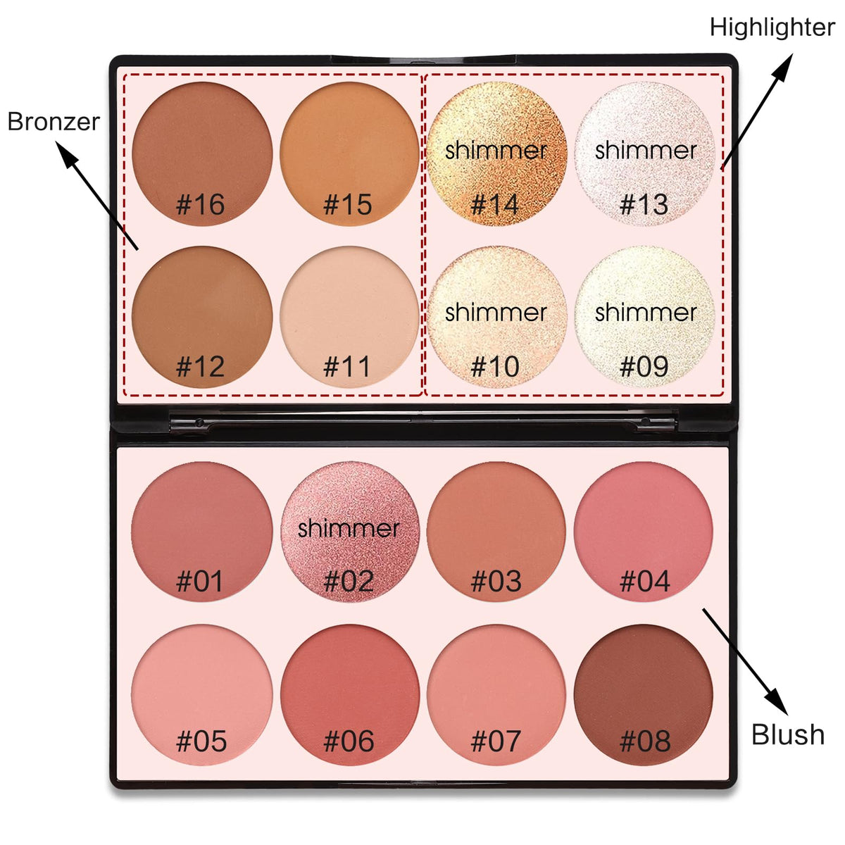 16 Colors Contour Palette Make up - Blush Highlighters Bronzer Powder All in one Makeup Palettes Contour Kit - Face Cosmetics Gifts for Women Beauty for Festivals (SET1) SPRINGSKY