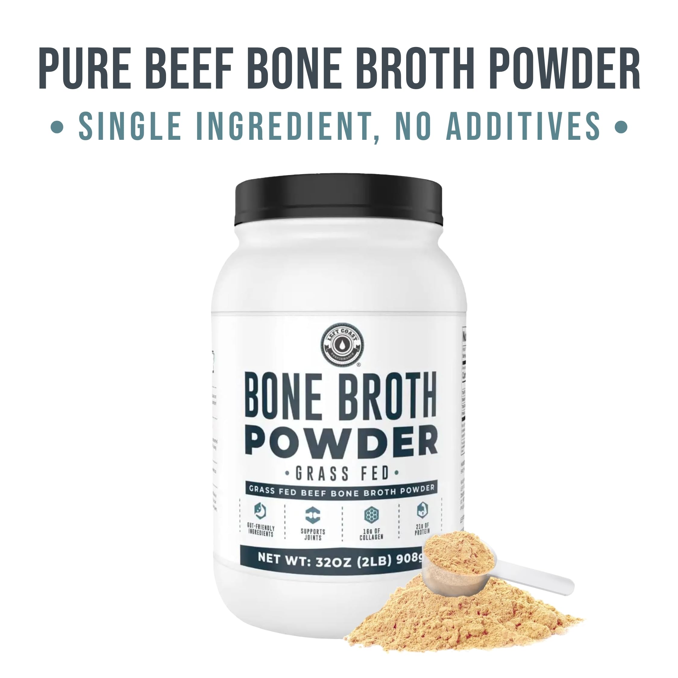 Bone Broth Protein Powder – Pure Grass-Fed Beef Bone Broth, Unflavored with Natural Collagen, Glucosamine & Gelatin – Paleo & Keto-Friendly, Non-GMO, Dairy-Free for Gut Health & Joint Support 32oz Left Coast Performance buy australia supplements