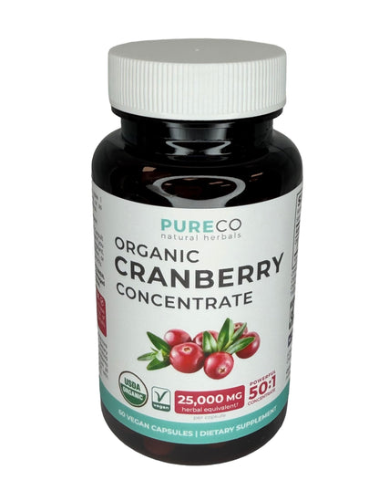 Organic Cranberry Pills - Vegan Supplement for Urinary Tract Health & Kidney Cleanse - Cranberry Pills for Women 500mg 50:1 Cranberry Concentrate Per Serving PURE CO
