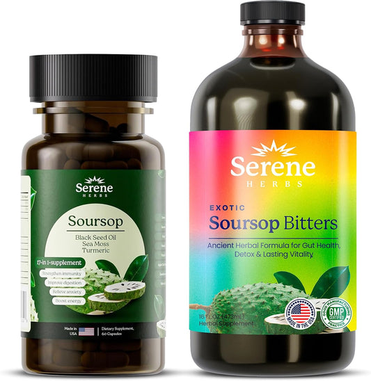 Serene Herbs Cleanse & Daily Defense – Includes Soursop Bitters + 17-1 Capsules