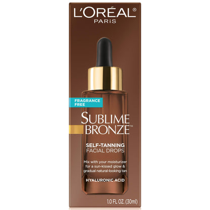 L'Oreal Paris Sublime Bronze Self Tanning Facial Drops with Hyaluronic Acid, Gradual Tan, Fragrance-Free, 1 fl. Oz L'Oreal Paris