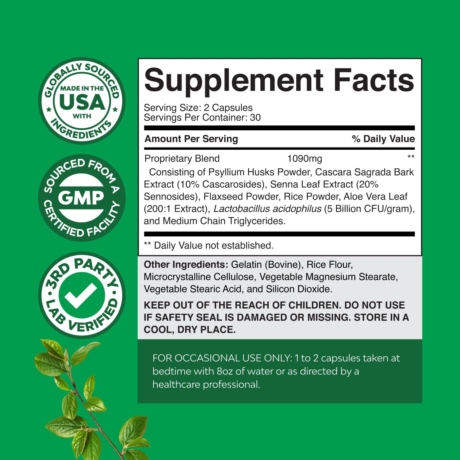 Herbal Laxative Capsules with Probiotics – Natural Laxatives for Constipation with Senna Leaf, Psyllium, Aloe Vera – Colon Cleanse for Women & Men - Detox for Gut Health & Weight Management – 60 Count Gsupps Australia