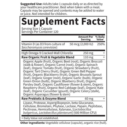 Garden of Life Vitamin D, Vitamin Code Raw D3, Vitamin D 2,000 IU, Raw Whole Food D3 Supplements with Chlorella, Fruit, Veggies & Probiotics Garden of Life