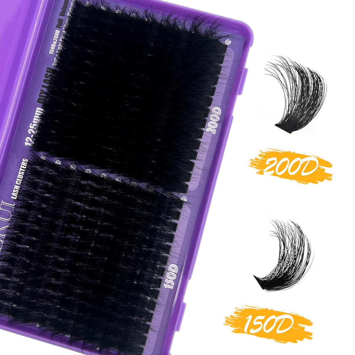 FUBBZRUI Fluffy Lash CLusters 12-25mm Long Cat Eye D Curl 280PCS Cluster Volume Eyelash Extensions 150D+200D Individual Lashes Thick DIY Lash Extesnion FUBBZRUI