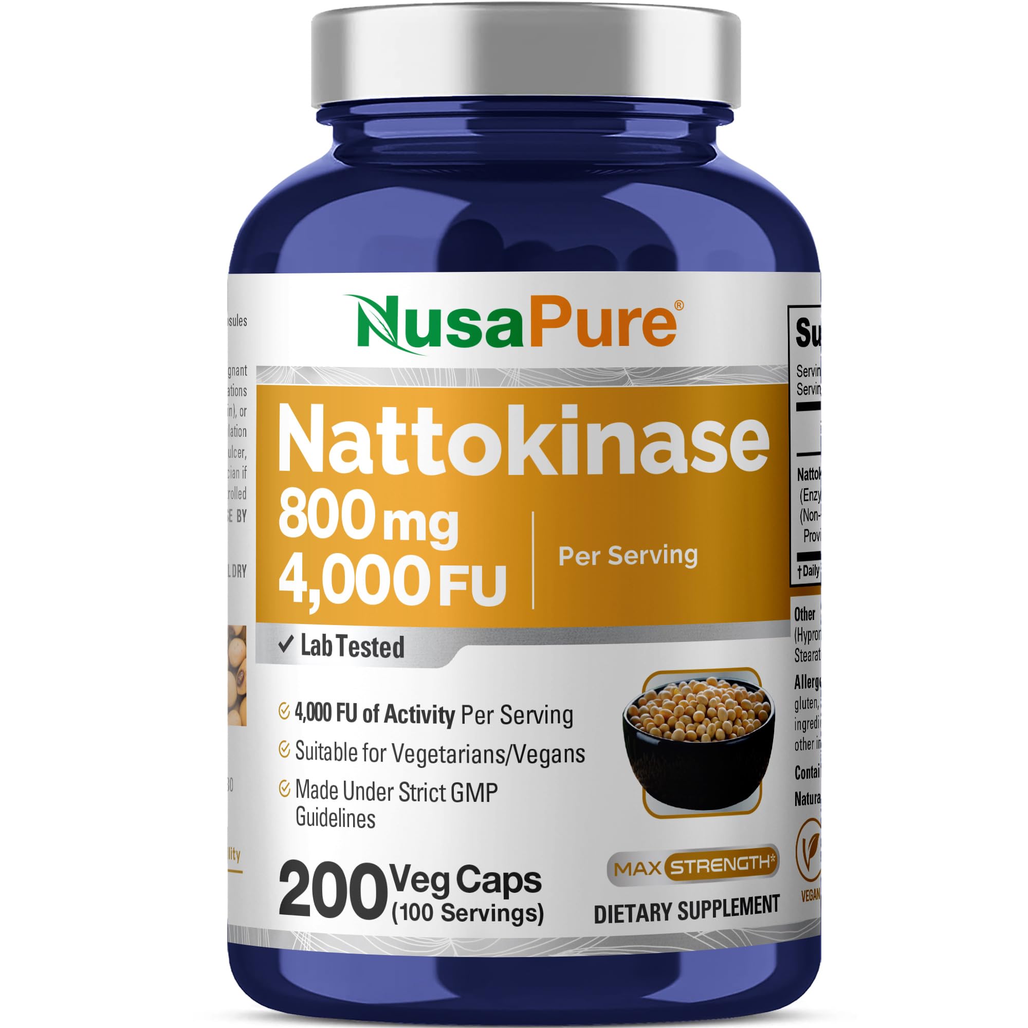 NusaPure Nattokinase 4000 FU 800mg, 200 Veggie Capsules (Vegan, Non-GMO) NusaPure buy australia supplements