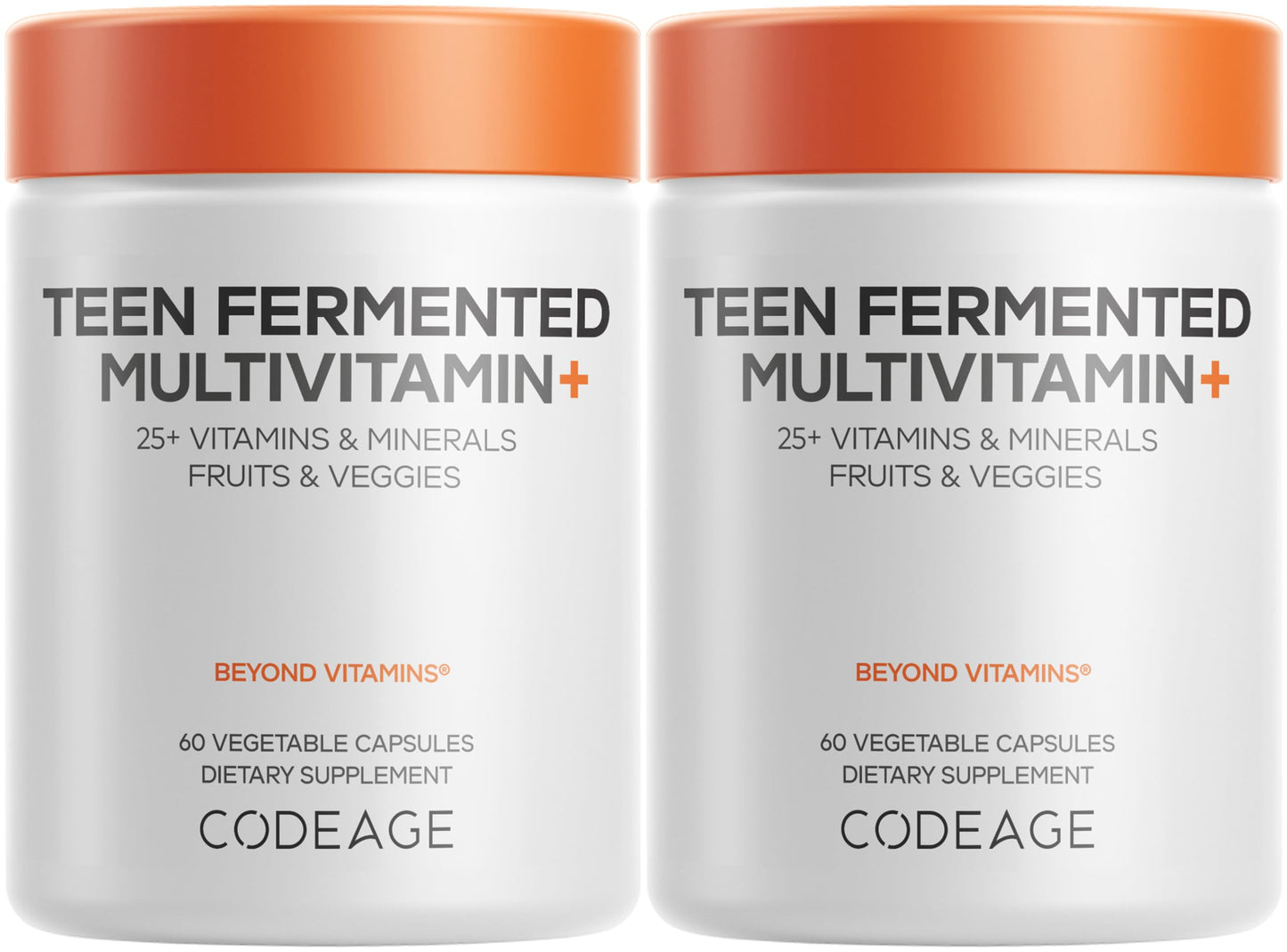 Codeage Teen Multivitamin Supplement – Daily Vitamins and Minerals for Teen Boys and Girls – Organic Whole Food Formula with Omega-3 and Vitamins A to K - 60 Capsules