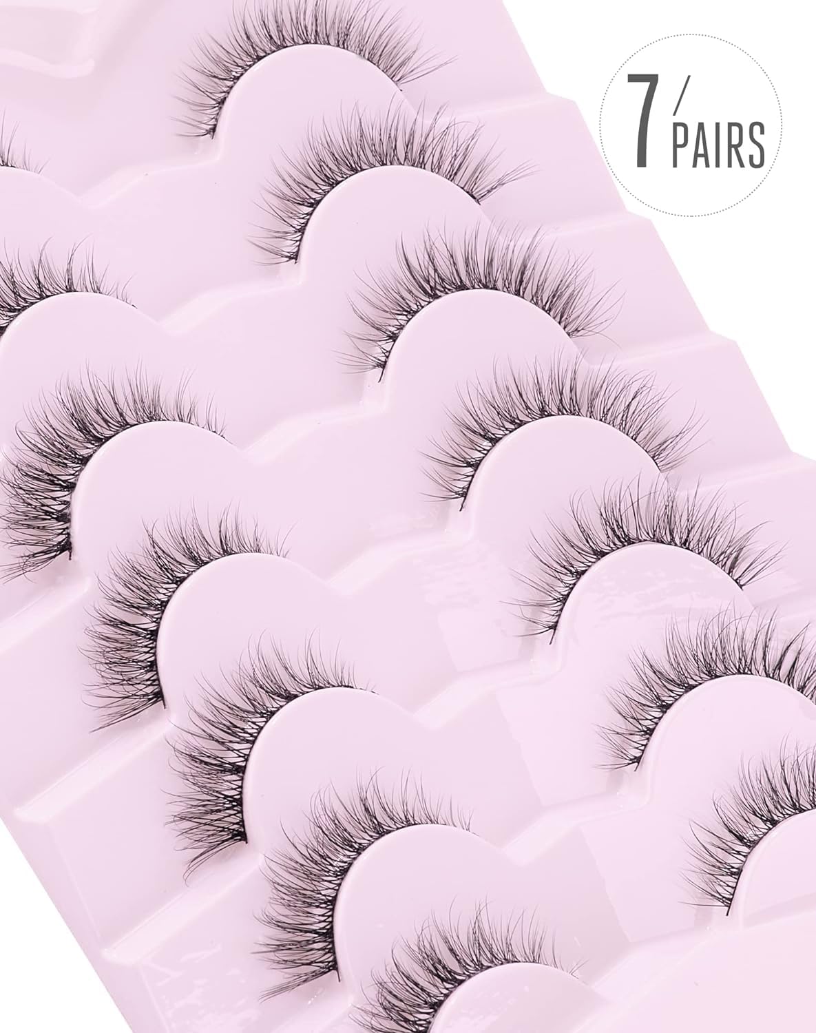 Onlyall Natural Lashes Wispy Lashes Natural Look False Eyelashes Soft Fluffy Fake Eyelashes 7 Pairs D1 Natural (6-13MM) Onlyall