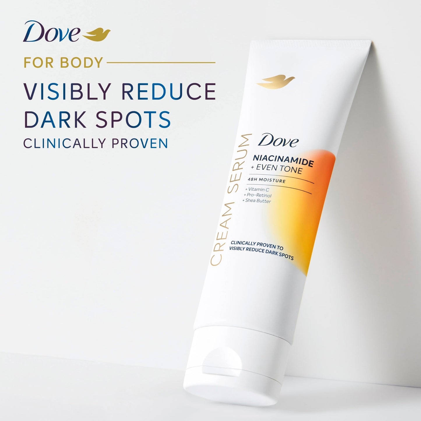 Dove Body Cream Serum Niacinamide + Even Tone for Dark Spots and Uneven Tone with Vitamin C, Pro-Retinol and Shea Butter Lotion, 8 oz Dove