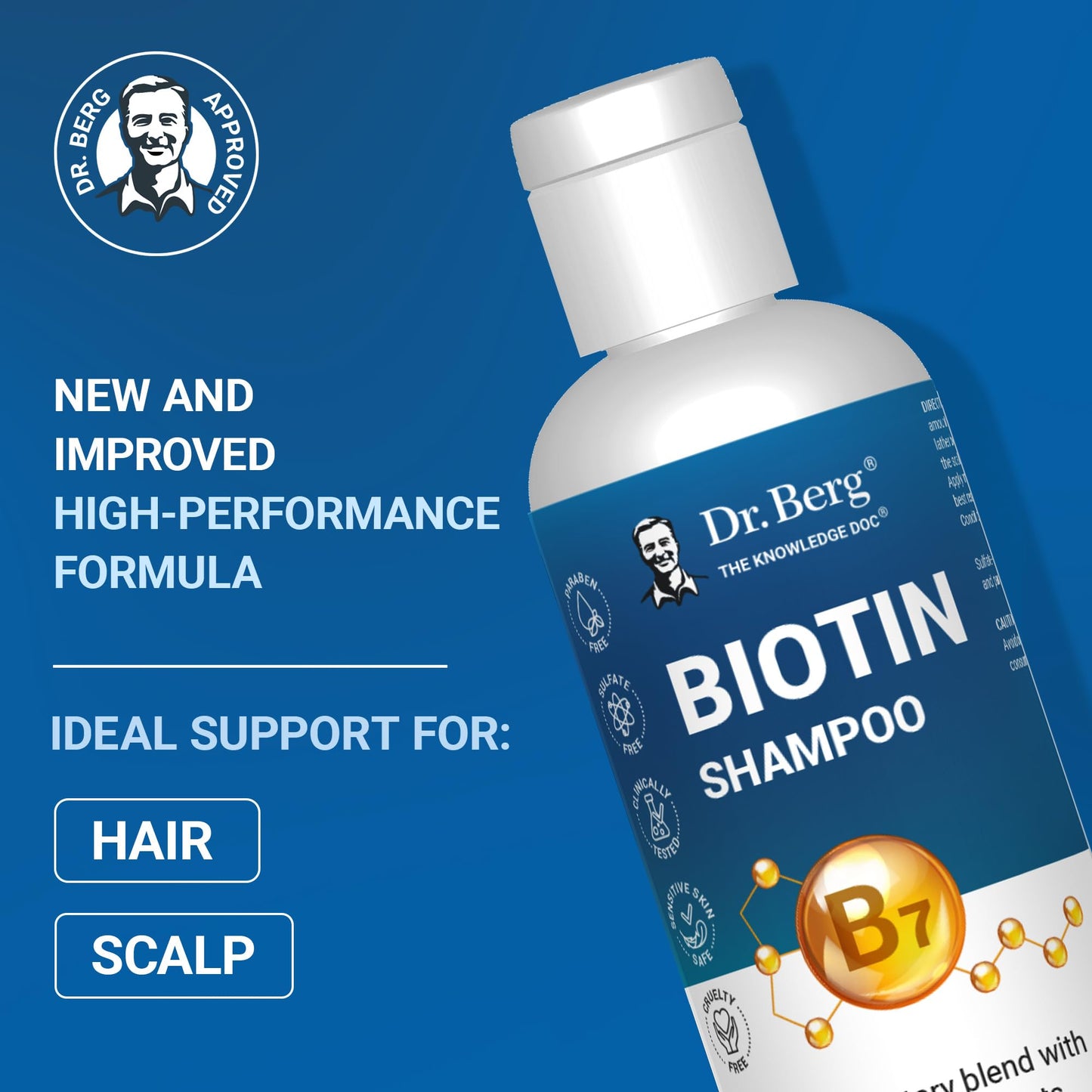 Dr. Berg Biotin Shampoo for Men & Women (Improved High-Performance Formula) - Independently Tested & Certified Paraben- Sulfate- & Silicone-Free - Infused w/Biotin, Argan Oil & Botanicals - 8 Fl oz Dr. Berg Nutritionals