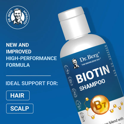 Dr. Berg Biotin Shampoo for Men & Women (Improved High-Performance Formula) - Independently Tested & Certified Paraben- Sulfate- & Silicone-Free - Infused w/Biotin, Argan Oil & Botanicals - 8 Fl oz Dr. Berg Nutritionals