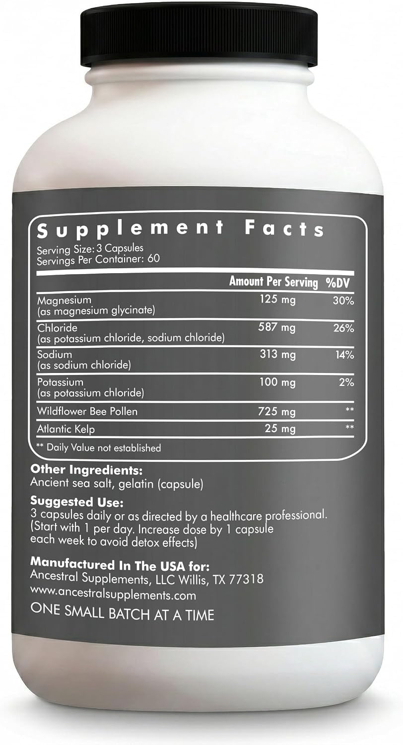 Ancestral Supplements Minerals & Electrolytes with Magnesium, Potassium, Sodium, Supports Optimal Hydration, Immune Health, Athletic Performance, Digestion, and Remineralization, 180 Capsules