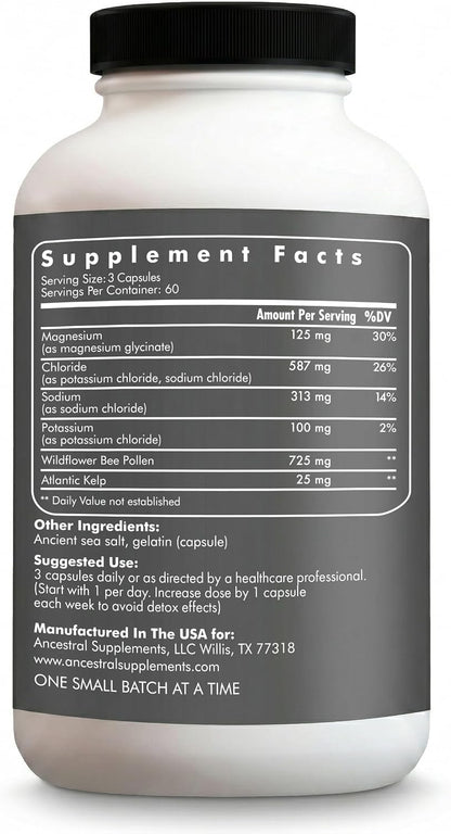 Ancestral Supplements Minerals & Electrolytes with Magnesium, Potassium, Sodium, Supports Optimal Hydration, Immune Health, Athletic Performance, Digestion, and Remineralization, 180 Capsules