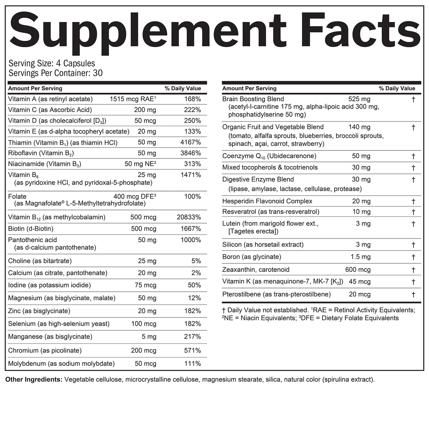 BRAINMD Dr Amen NeuroVite Plus - 120 Capsules - Multivitamin & Mineral Supplement, Enhanced with Phytonutrients, Enzymes & Whole Foods - Gluten Free - 30 Servings