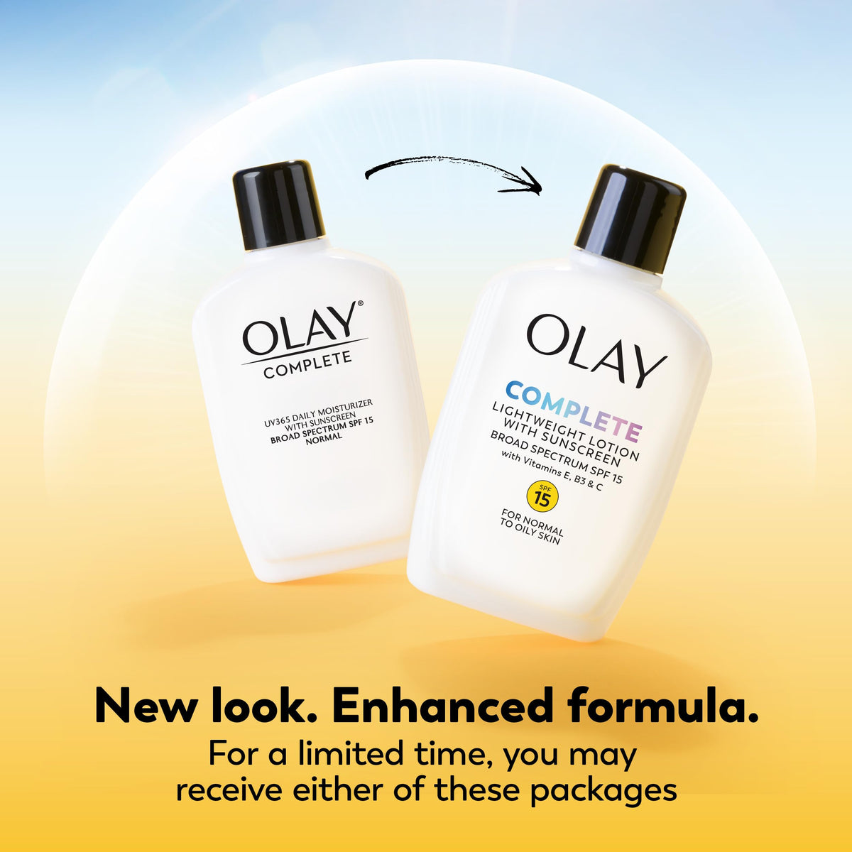 Olay Face Moisturizer, Complete with Sunscreen SPF 15, Daily Facial Lotion for Normal Skin, Lightweight Hydrating Broad Spectrum Sun Protection - Vitamin C, E, and Niacinamide - 6 Oz 2 Pack Olay