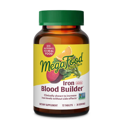 MegaFood Blood Builder Iron Supplement for Women & Men - Increase Iron Levels Without Side Effects - Combats Fatigue - Vitamin B12, Folic Acid & Vitamin C MegaFood