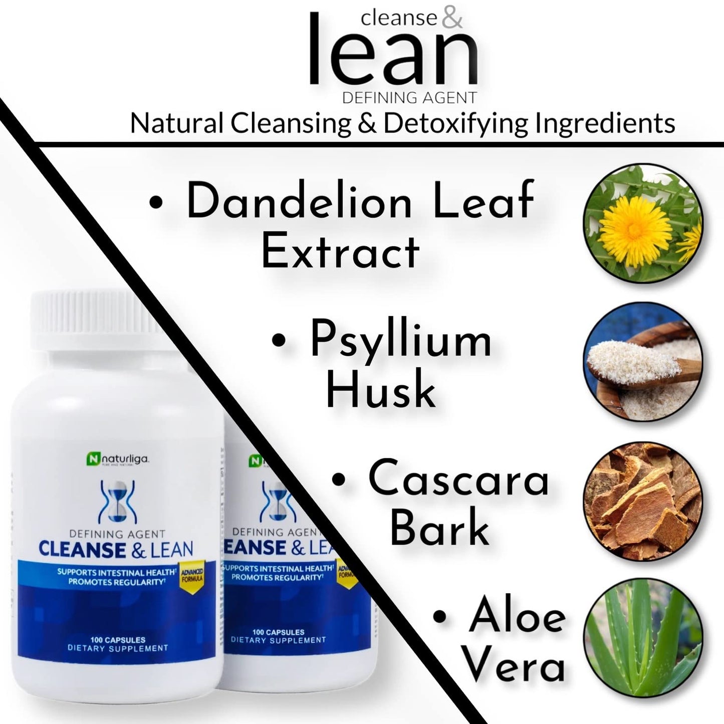 Max Muscle Naturaliga Cleanse and Lean Defining Agent Herbal Cleanse for Regularity w/Natural Detoxifying Ingredients for Gut Health Colon Detox Max Muscle