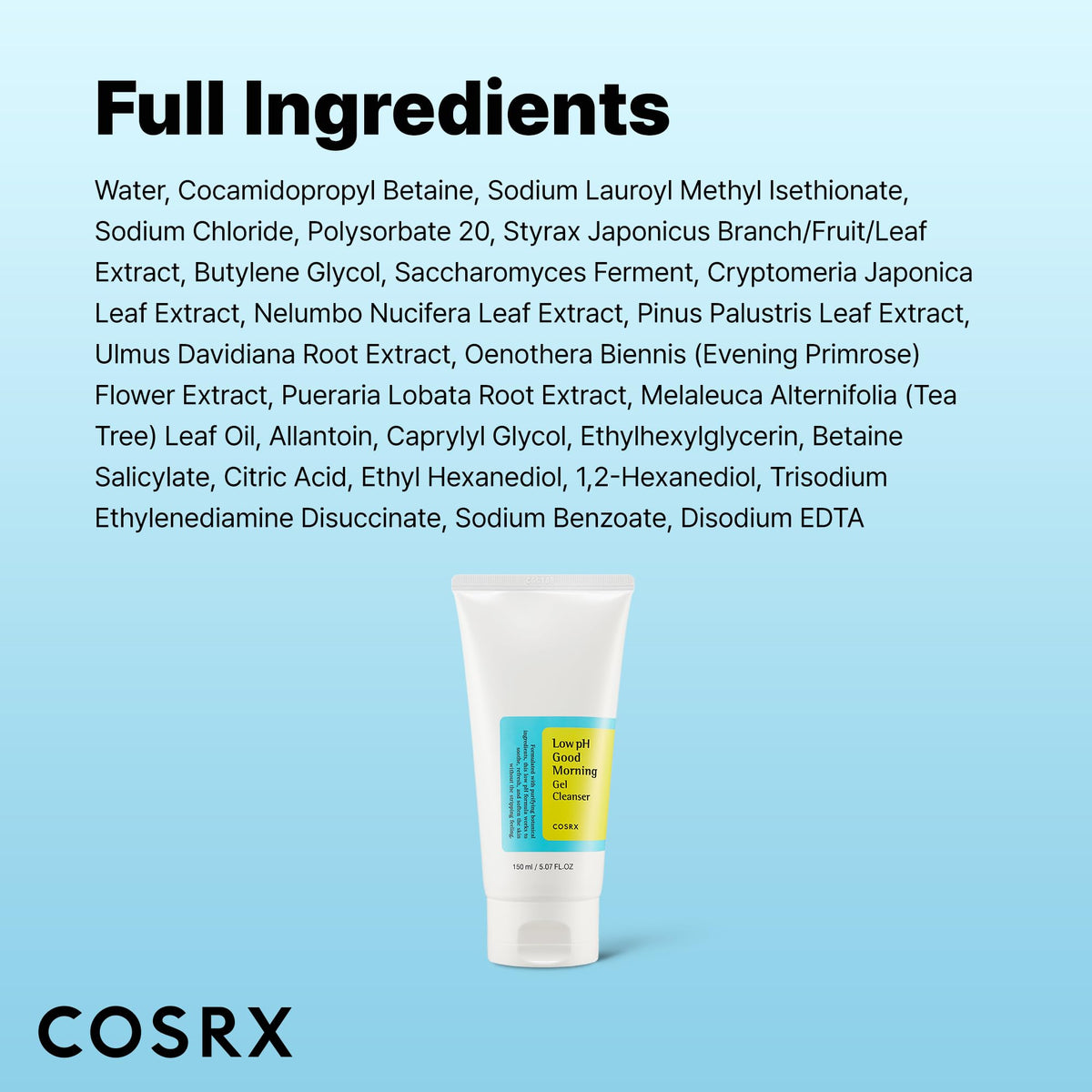 COSRX Low pH Good Morning Gel Face Cleanser, Gentle Face Wash, 5.07 fl oz COSRX