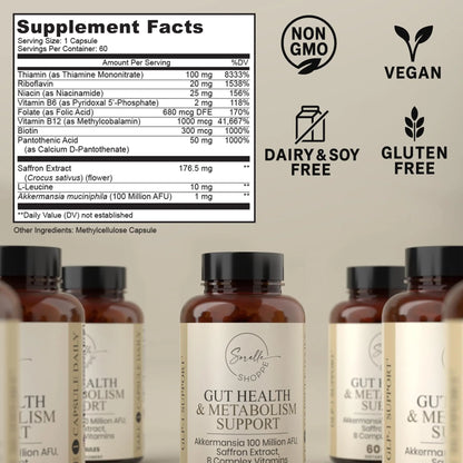 SORELLE SHOPPE Akkermansia Muciniphila Probiotic + Saffron + B Complex | Core Gut Health & Daily Wellness | Mood & Metabolism Support SORELLE SHOPPE