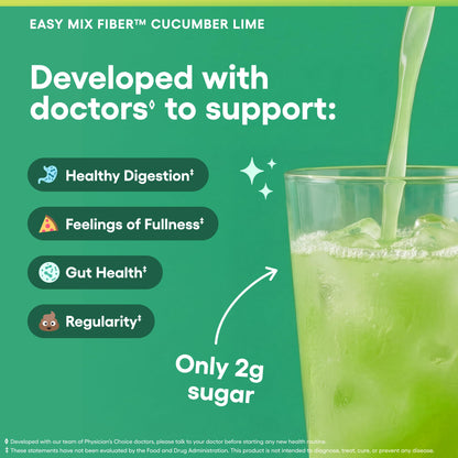 Physician's CHOICE Easy Mix Fiber for Digestive Health & Regularity - No Grit - Daily Prebiotic Soluble Fiber Powder Supplement Physician's CHOICE