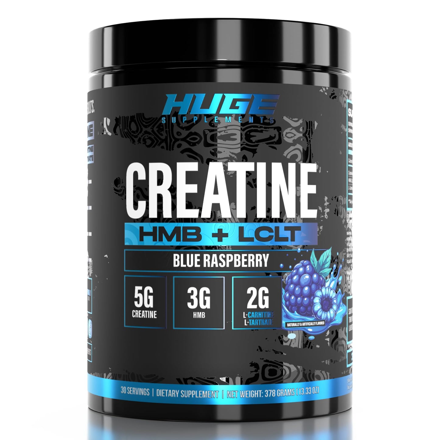 Huge Creatine HMB + LCLT, 5g Micronized Creatine Monohydrate with 3g HMB & 2g L-Carnitine L-Tartrate for Muscle Growth, Increased Strength, Enhanced Recovery & Improved Performance (Fruit Punch)